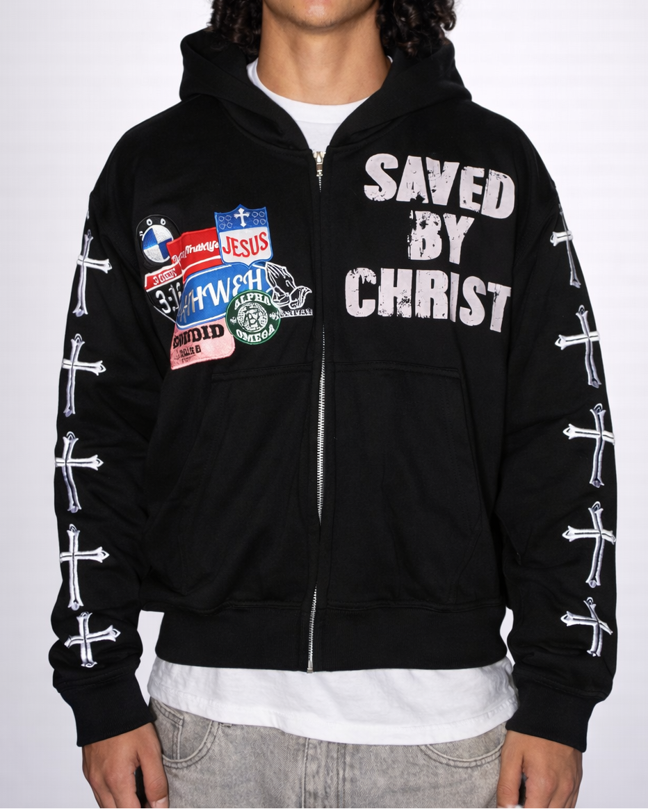 "Black" Savior Zip Up Hoodie