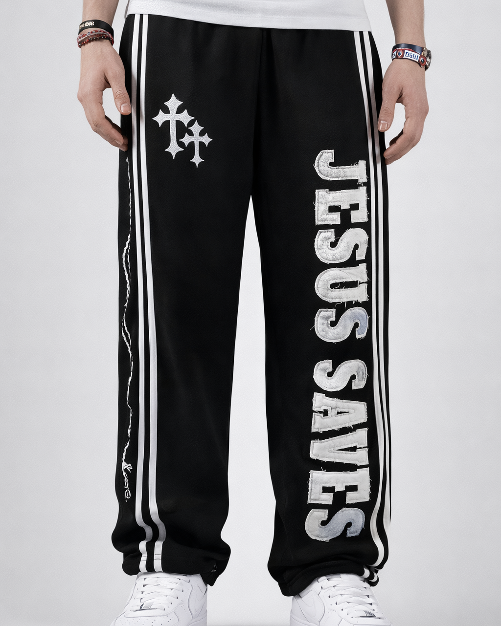 "Ash Black" Jesus Saves Sweatpants