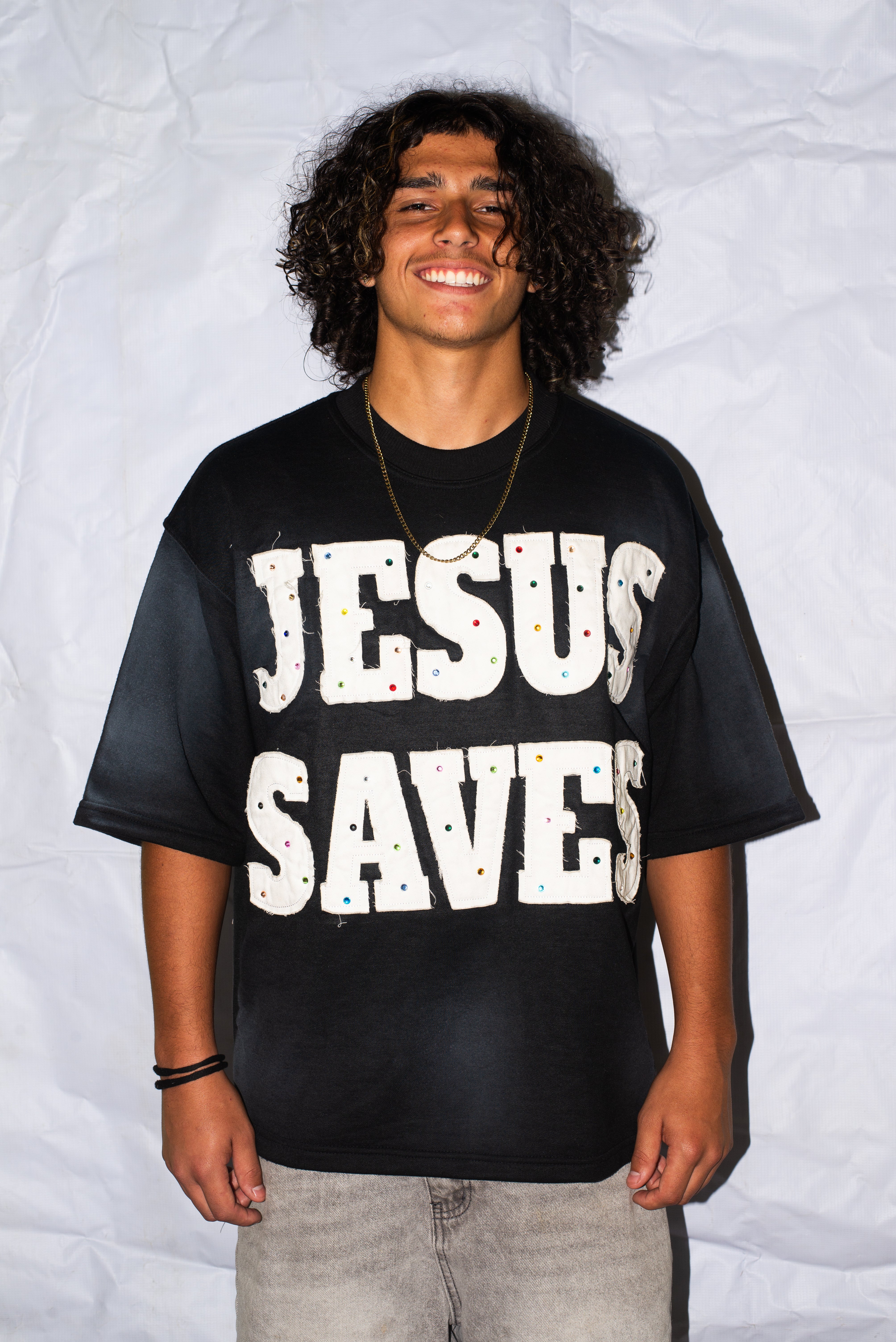 "Black" Savior Jeweled Tee