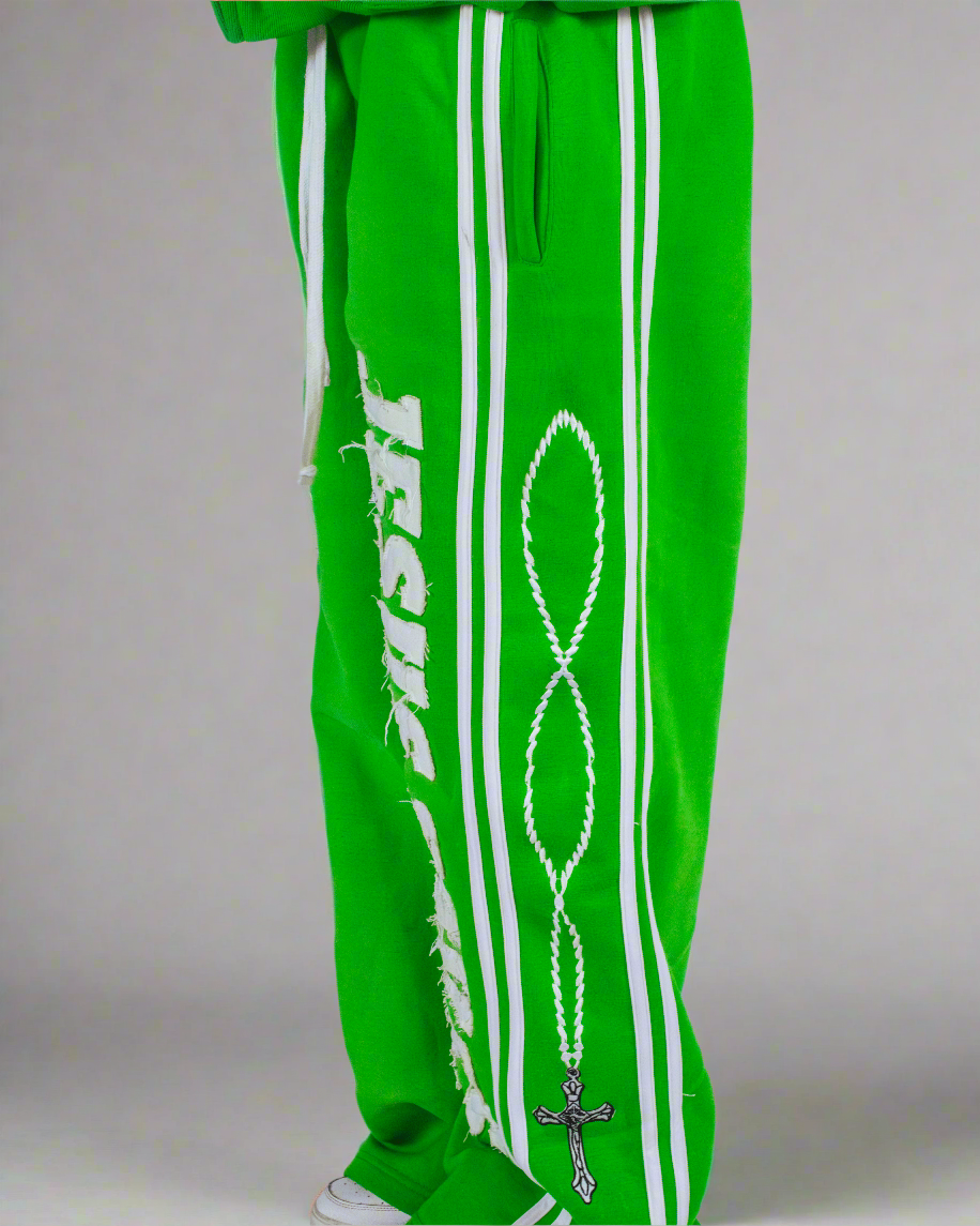 "Lime Green" Jesus Saves Sweatpants