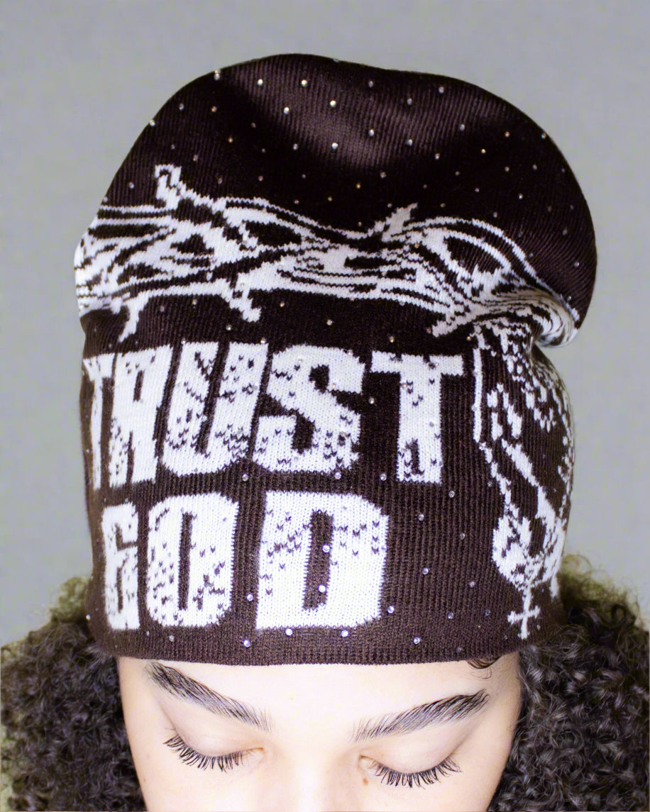 "Bronze Brown" Trust God Silk Lined Crown Beanie