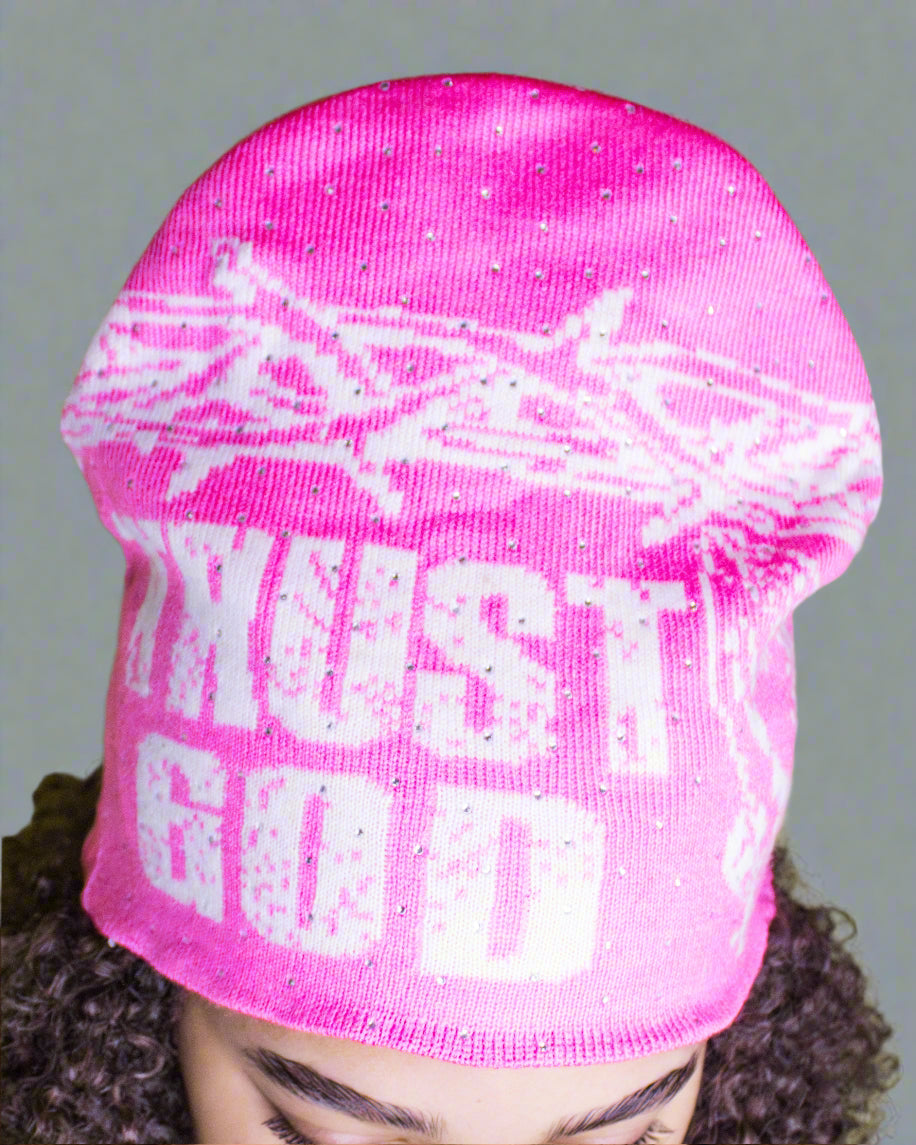 "Luminous Pink" Trust God Silk Lined Crown Beanie
