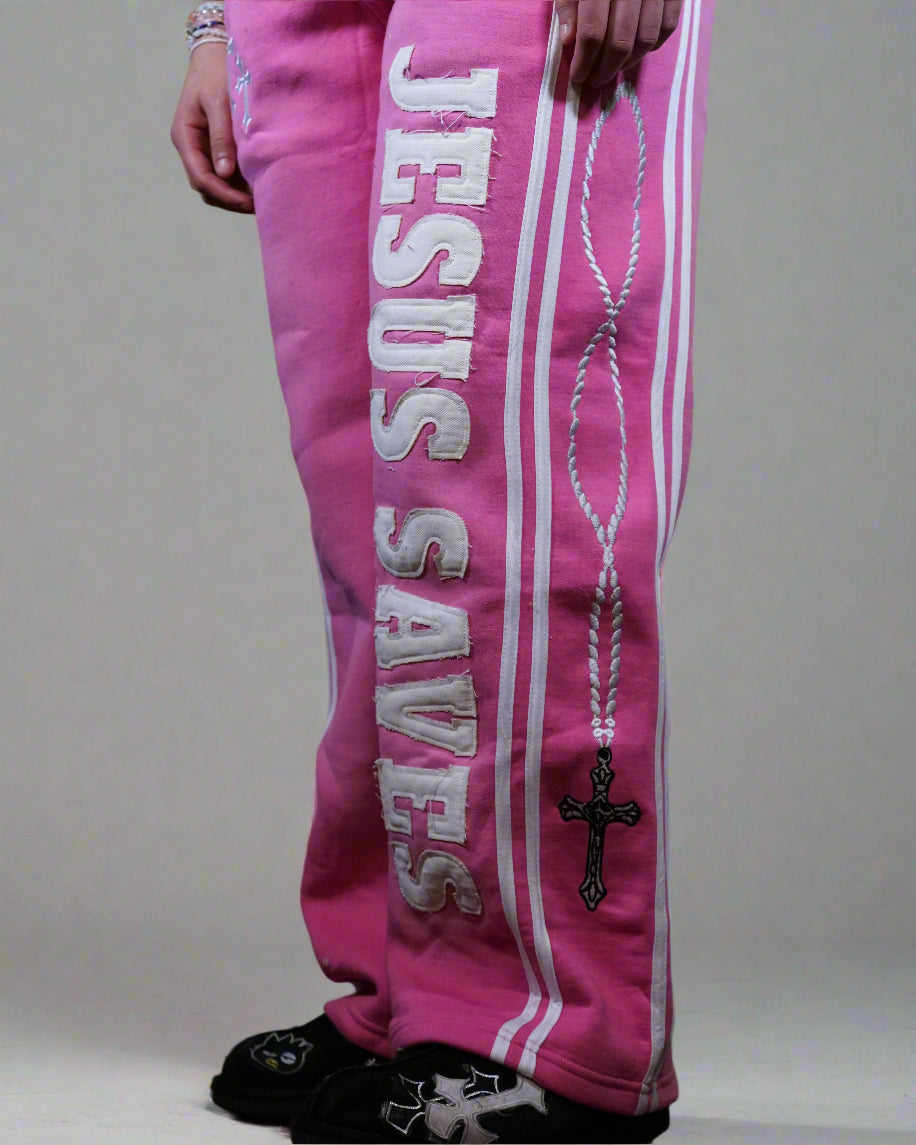 "Luminous Pink" Jesus Saves Sweatpants