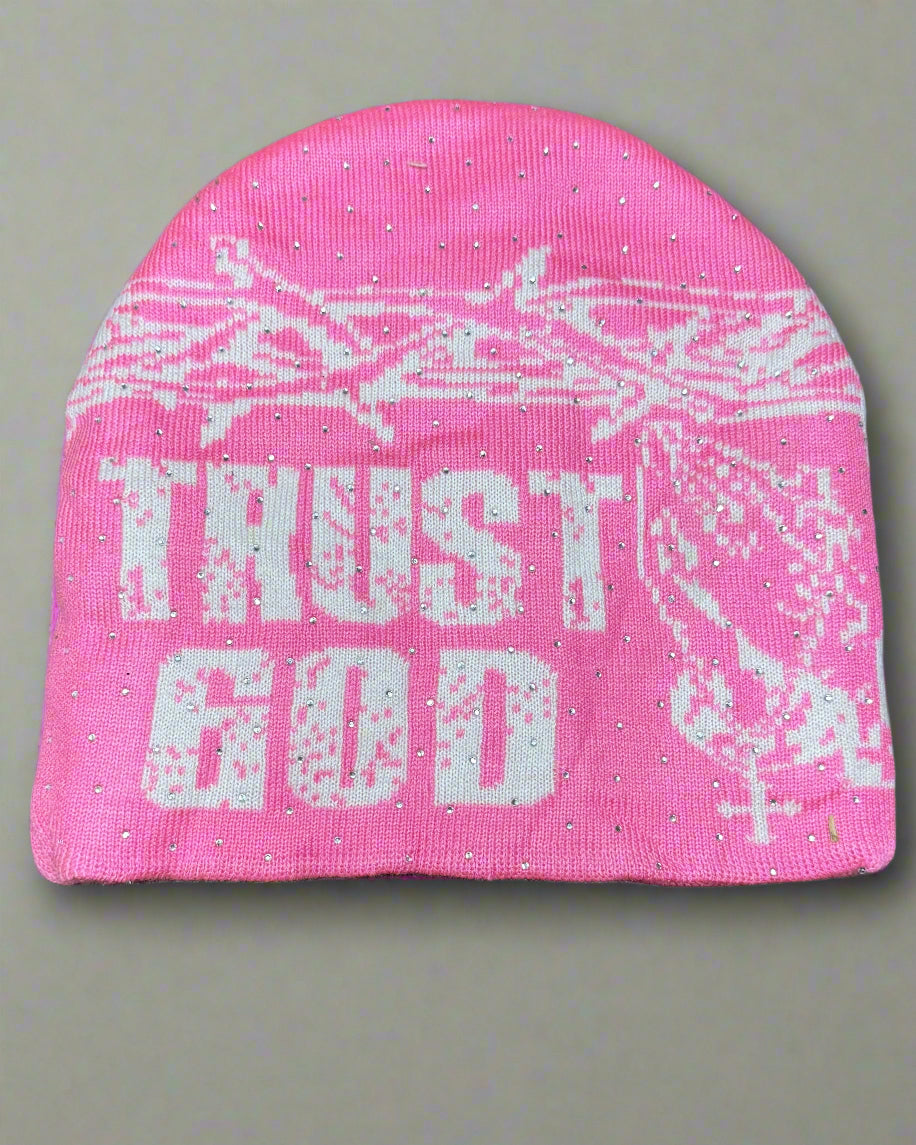 "Luminous Pink" Trust God Silk Lined Crown Beanie