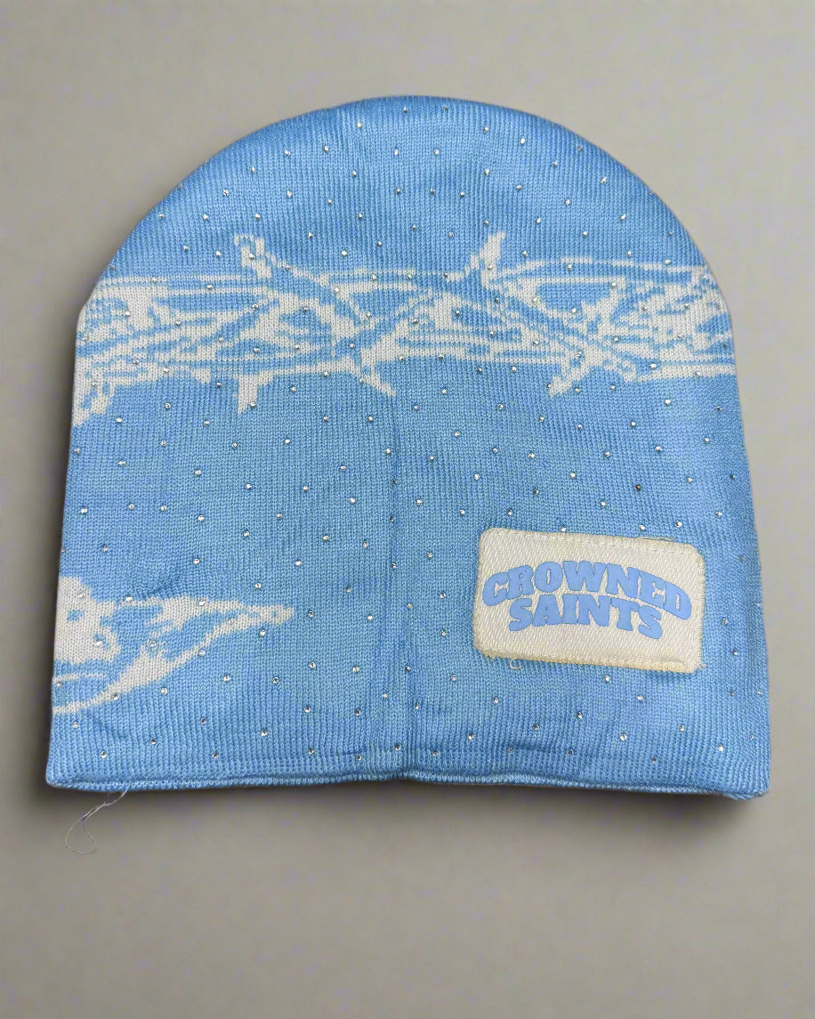 "Azure Blue" Trust God Silk Lined Crown Beanie