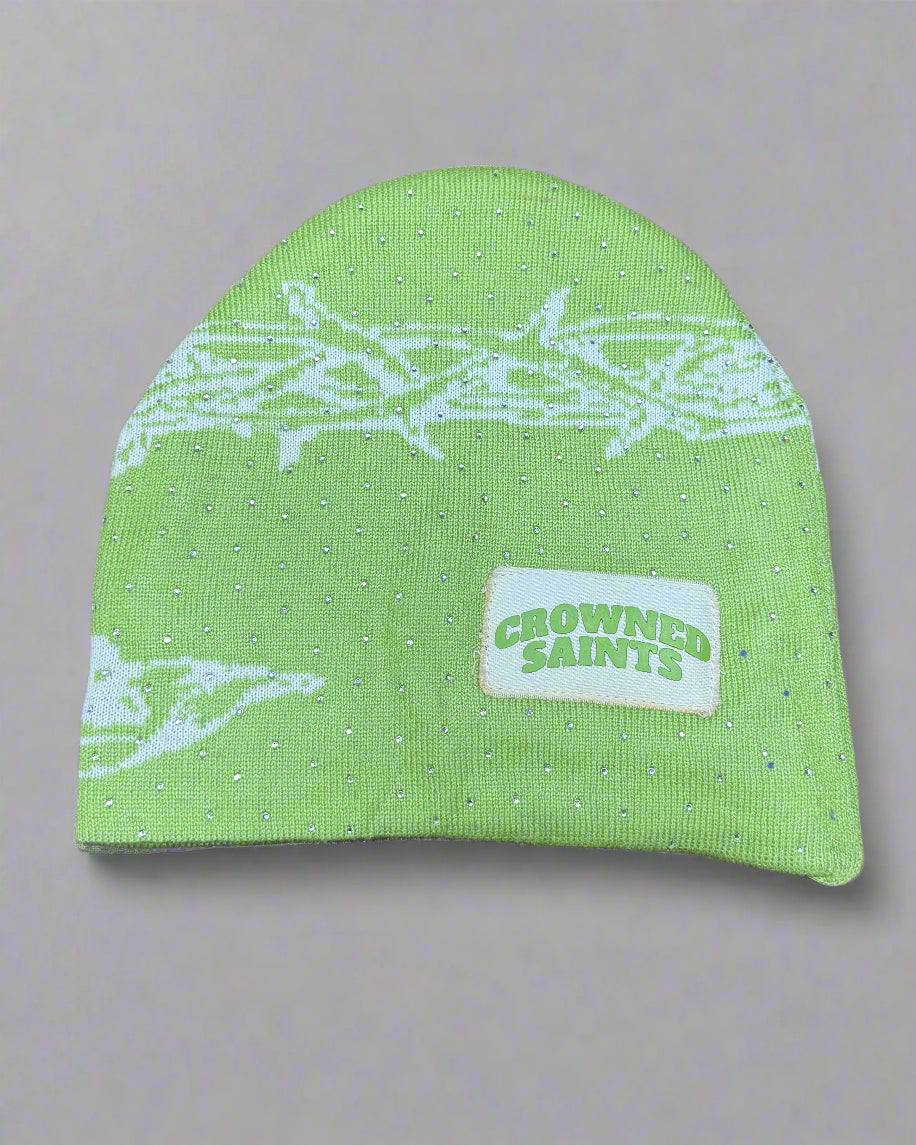 "Lime Green" Trust God Silk Lined Crown Beanie