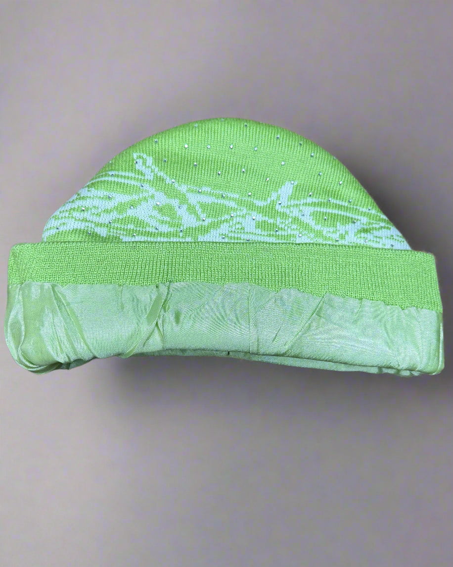 "Lime Green" Trust God Silk Lined Crown Beanie