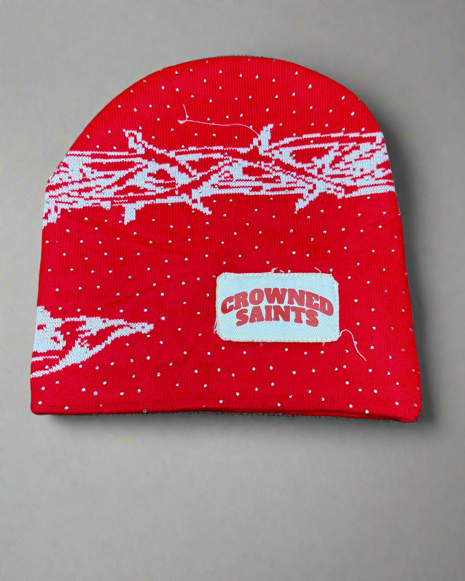 "Crimson Red" Trust God Silk Lined Crown Beanie