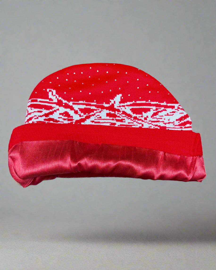 "Crimson Red" Trust God Silk Lined Crown Beanie