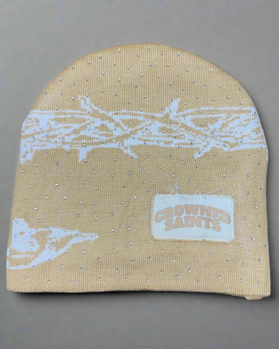 "Desert Cream" Trust God Silk Lined Crown Beanie