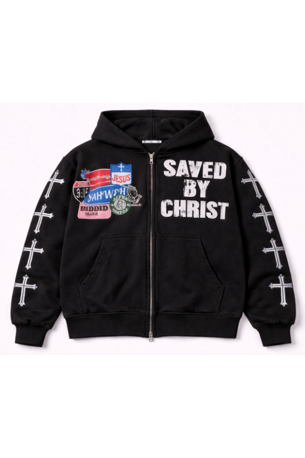 "Black" Savior Zip Up Hoodie